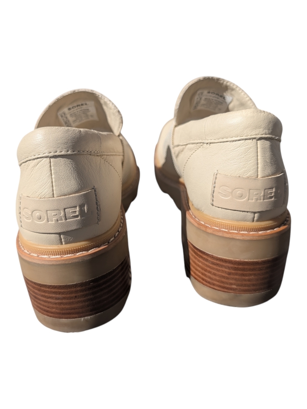 Sorel Cream Leather Slip-On Chunky Loafers with Elastic Band - Picture 4 of 8